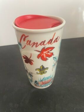 Canada Starbucks Travel Ceramic Tumbler with Red Lid